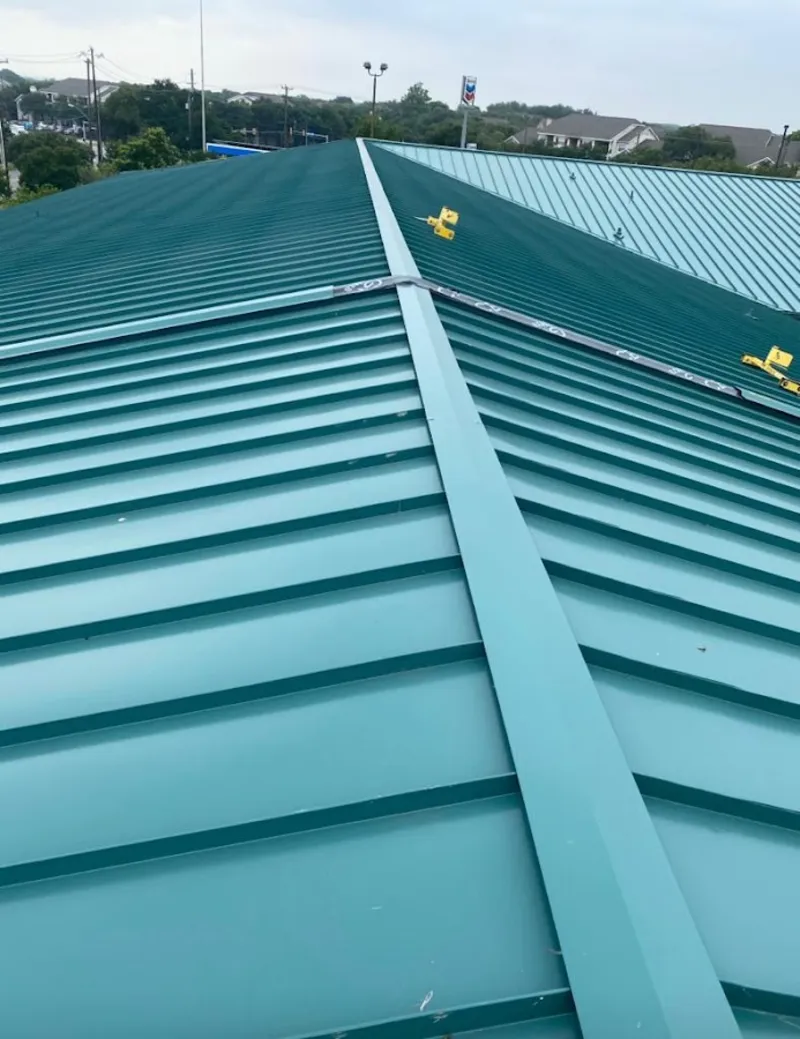 Green commercial metal roof ridge and valley for Metal Roof Repair in Kent